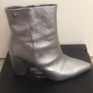 Vera Wang metallic ankle boots.